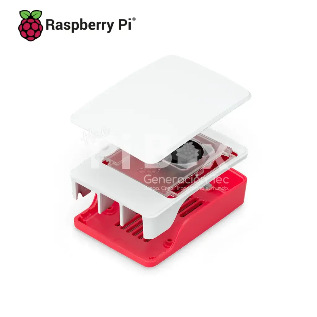 [CAS-RP-006] Case oficial para Raspberry Pi 5 (Blanco y rojo)